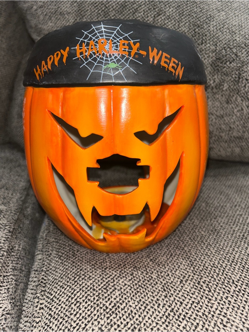 Harley Davidson Orange Pumpkin Halloween - Happy Harley-Ween